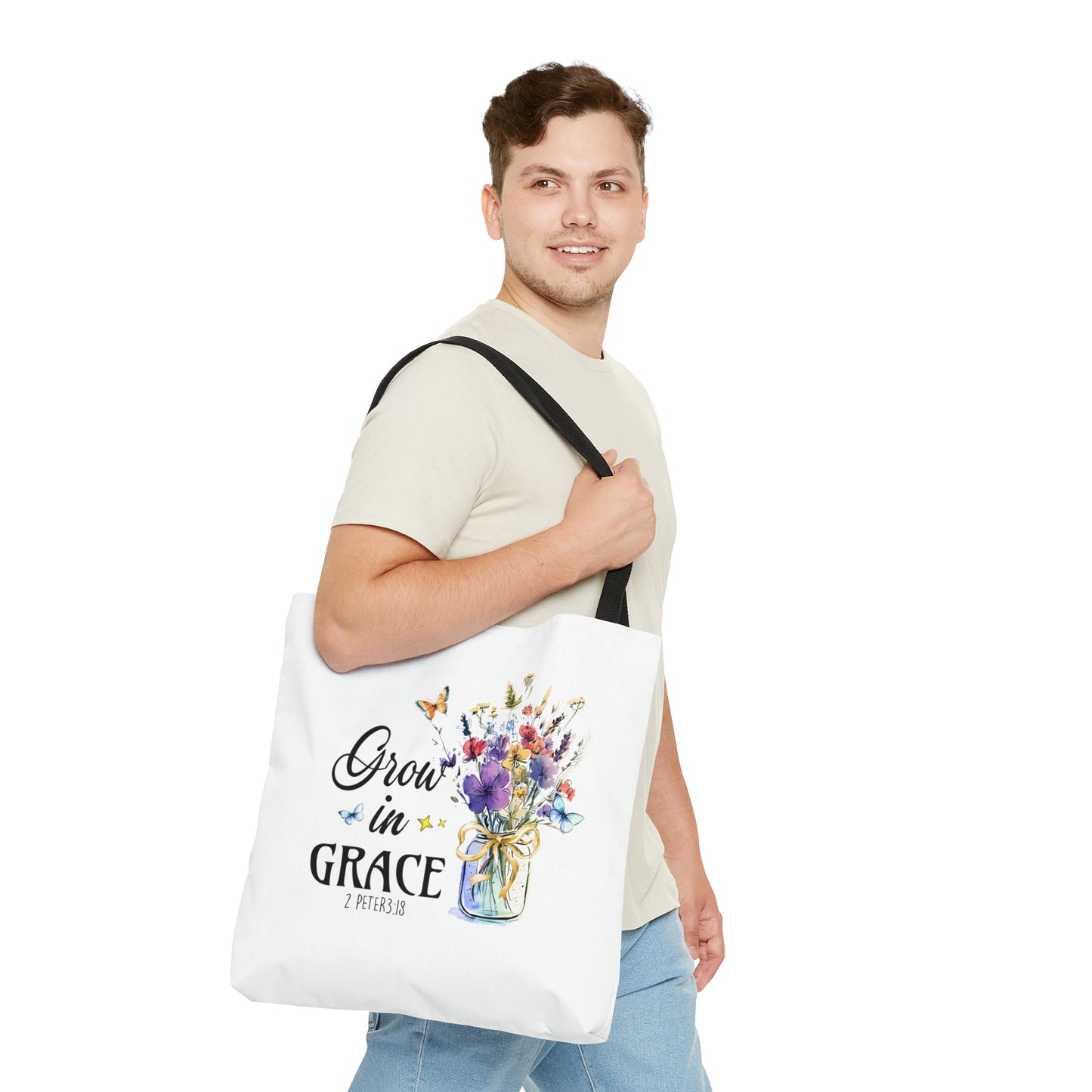 Grow In Grace, Faith-Based Tote Bag
