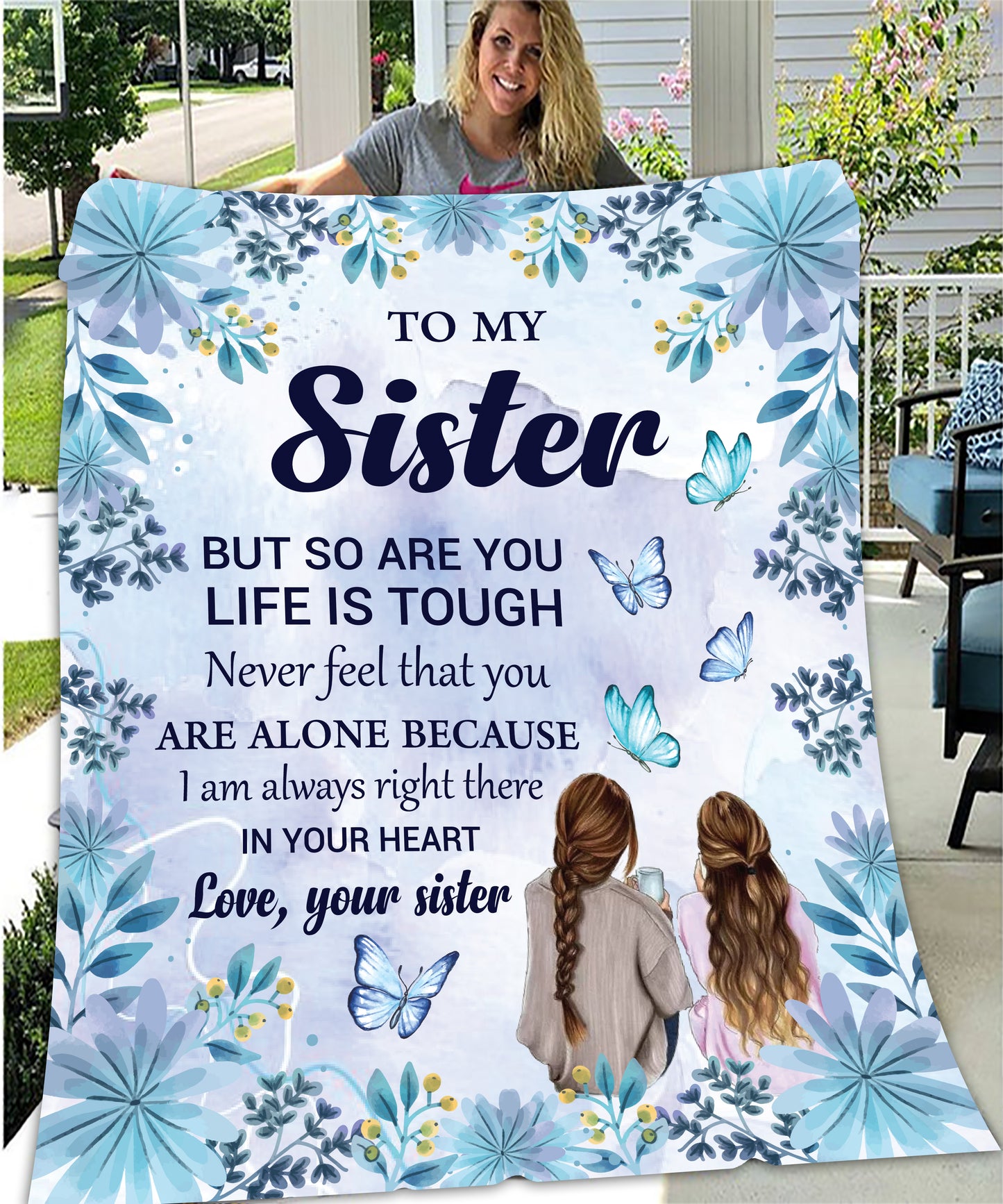 To My Sister Velveteen Plush Blanket