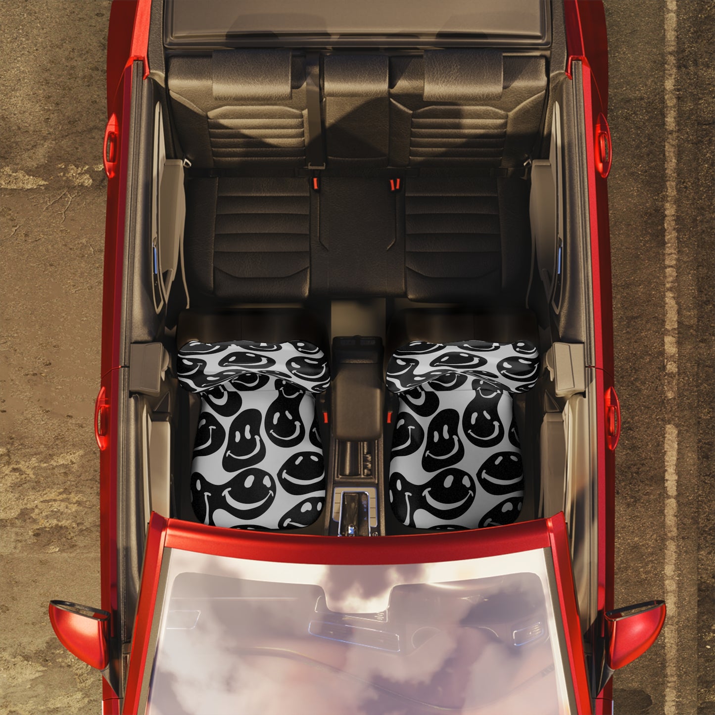 Black and White Smiles Car Seat Cover