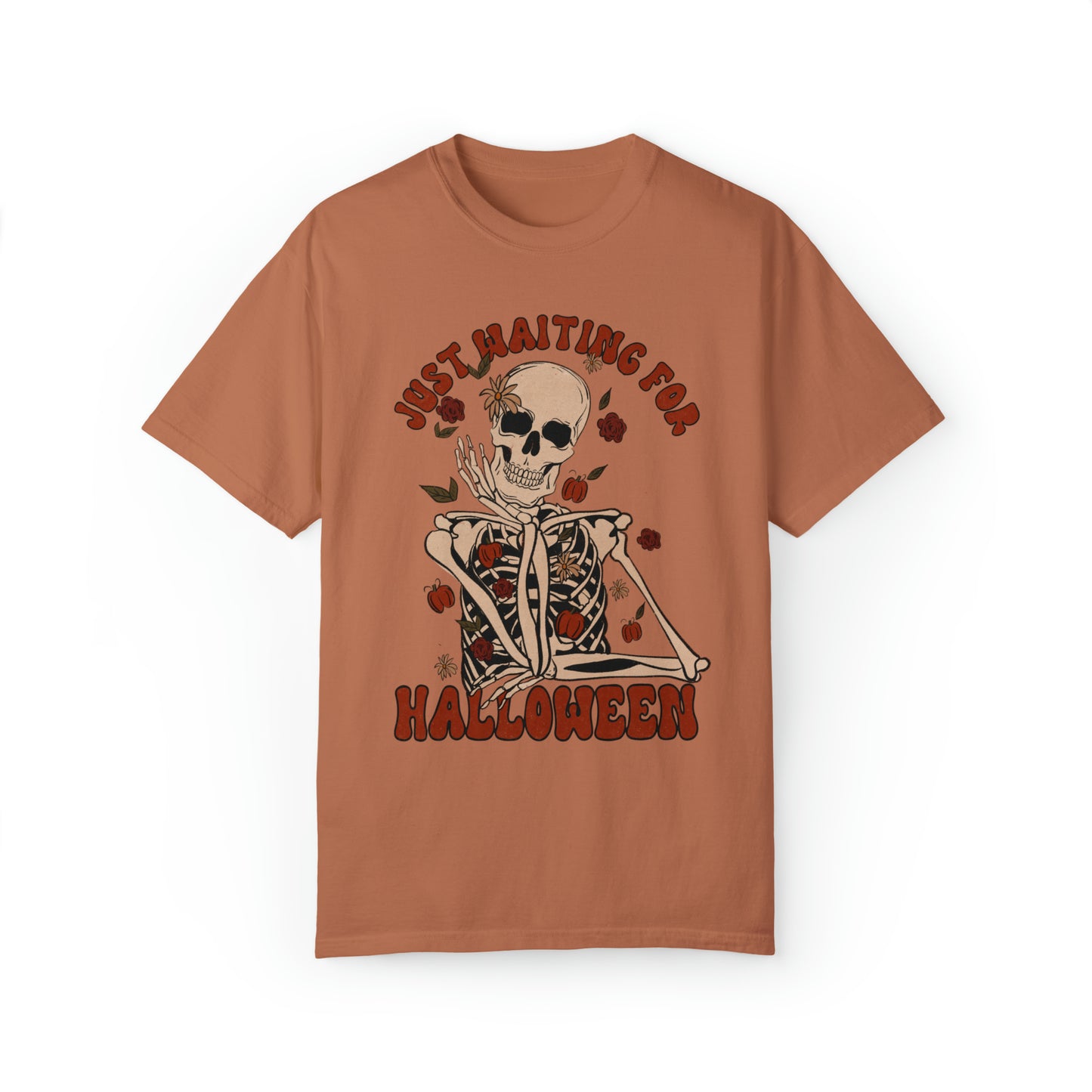 Just Waiting on Halloween Comfort Colors Halloween Skeleton Shirt
