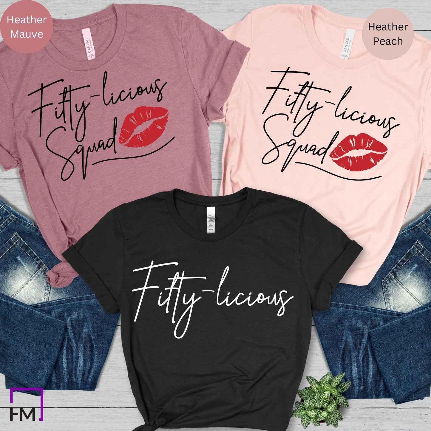 Fifty-licious & Fifty-licious Squad, 50th Birthday Party Shirts