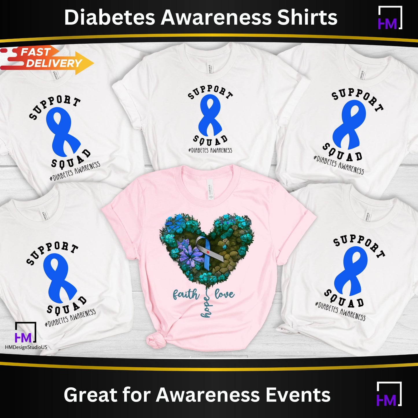 Faith Love Hope Diabetes Support Squad, Diabetes Awareness Family Shirts