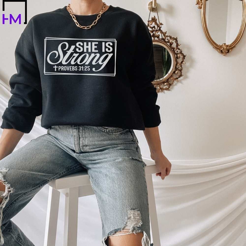 She is Strong, Bible Versus Christian Shirts