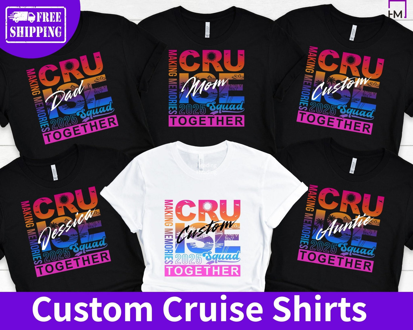 Cruise Squad 2025 Custom Shirt – Personalized Matching Tees for Family Cruise, Group Vacation, or Girls Trip - HMDesignStudioUS