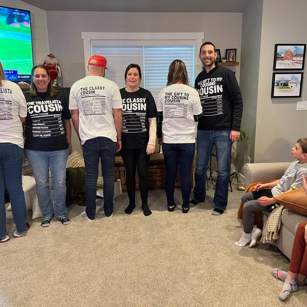 Funny Cousin Crew Nutrition Facts Shirt – Personalized Matching Tees for Reunions, Trips, or Family Gatherings - HMDesignStudioUS