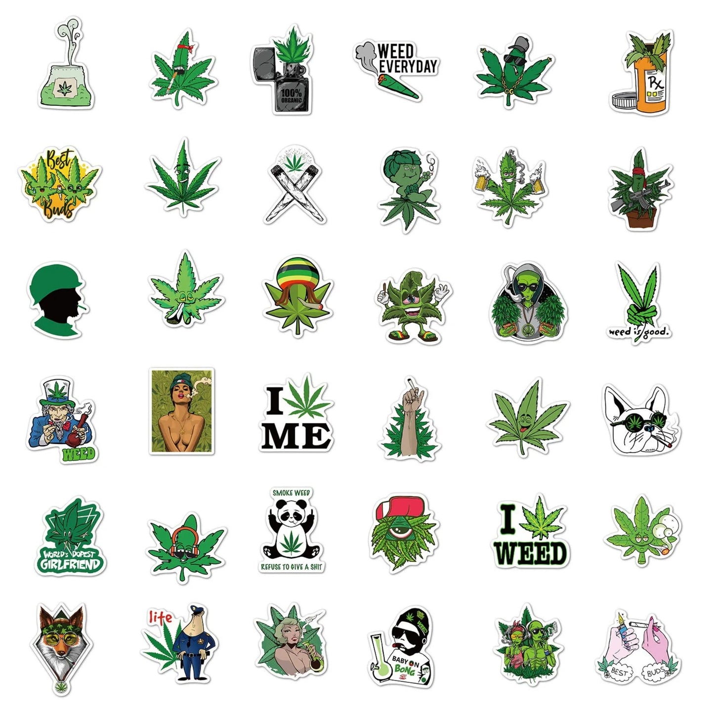50 Stoner Stickers, Weed Stickers, Weed Art, Stoner Decor, Stashjar, Grinder, Rolling Tray, Stashbox, Laptop Stickers, Stoner Accessories