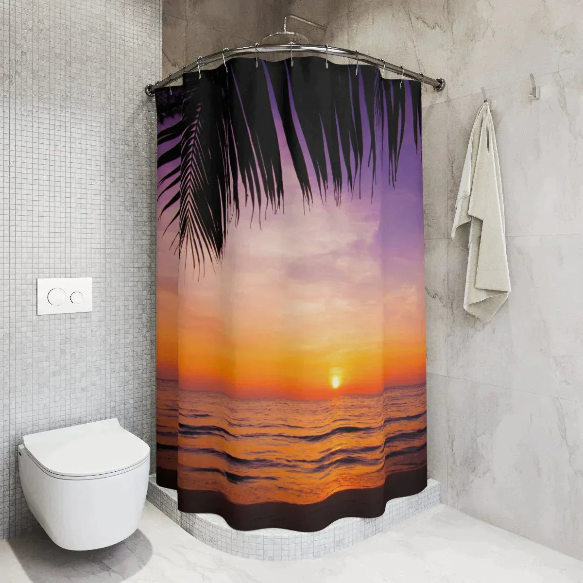 Boho Shower Curtain Bobo Sunset Shower Curtain, Cool Cute Bathroom Accessories, Groovy Retro Shower Curtain, Extra Long Shower Curtain