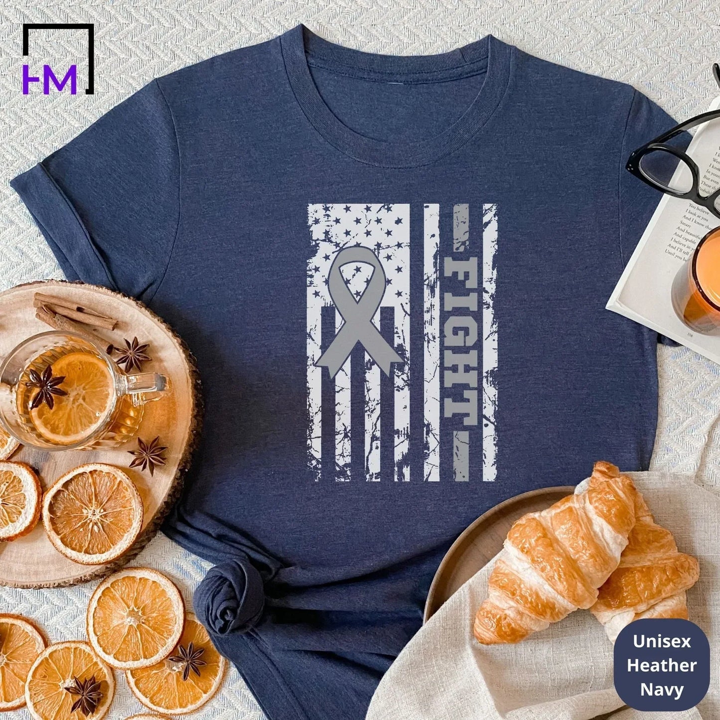 Brain Cancer Fight Shirt, Brain Cancer Awareness Shirt, Cancer Gifts, Cancer Warrior Shirt, Gray Ribbon Shirt, Cancer Support Shirt