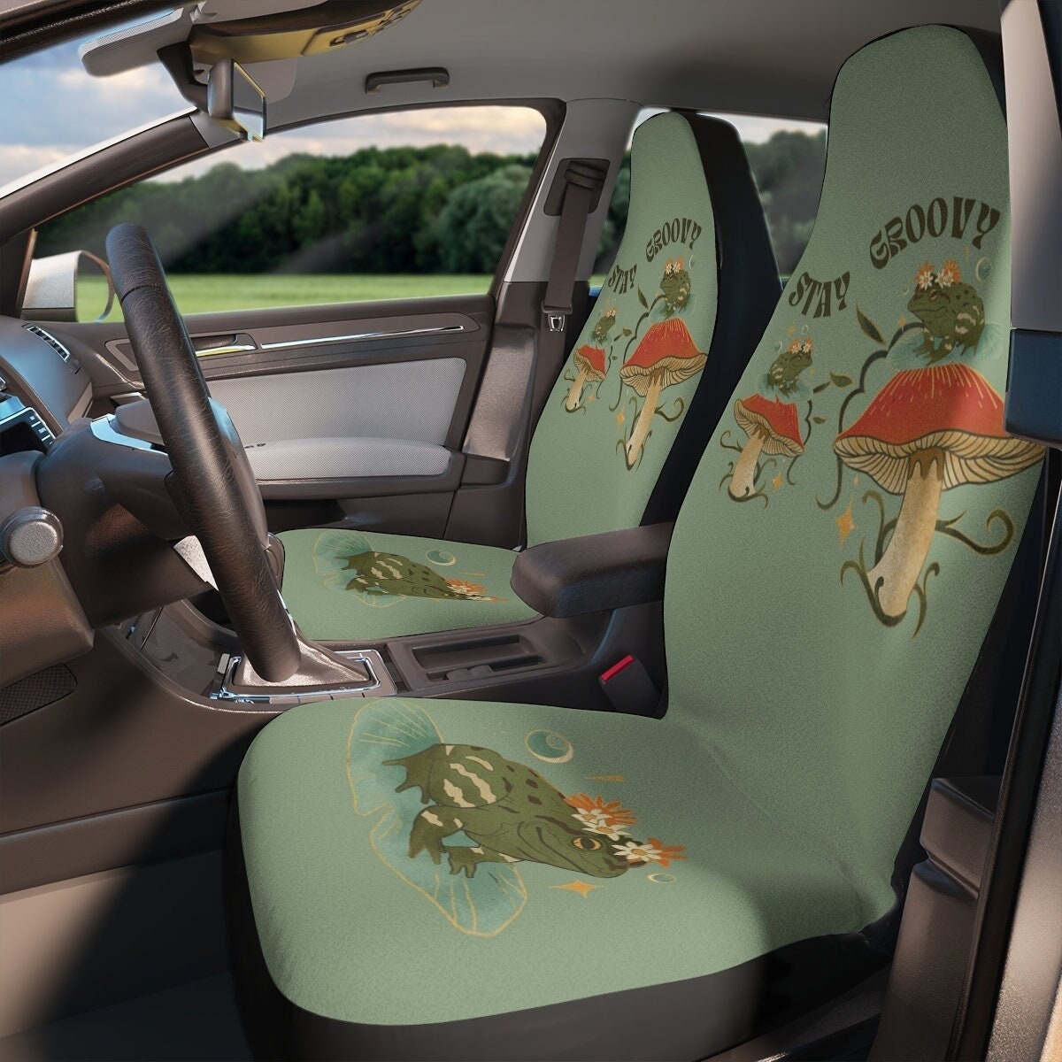 Car Seat Covers, Frog Cute Car Accessories for Women, Toad Stay Groovy –  HMDesignStudioUS