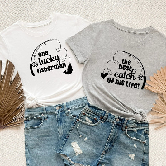 Couples Shirts, Couples gift for boyfriend, Lucky Fisherman, Engagement Announcement Photos, Cute Couples Sweaters/Hoodie, Wedding Present