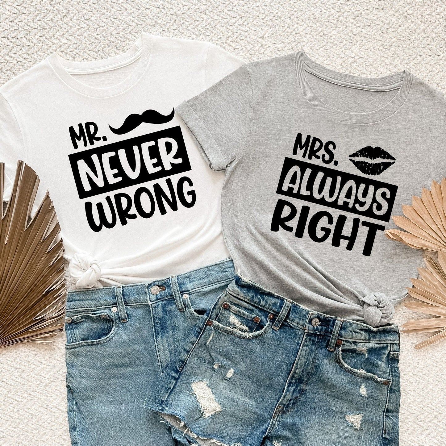 Mr. Wrong and Mrs. Right Funny Couples Shirts