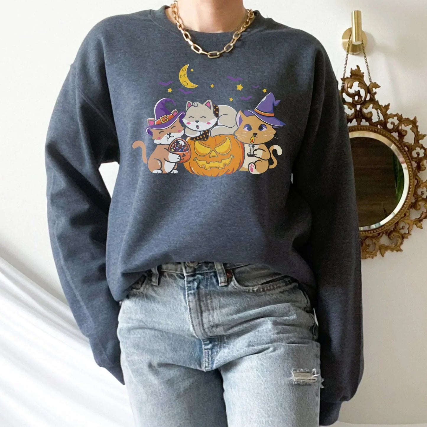 Cute Cate Halloween Shirt, Spooky Cat Sweater