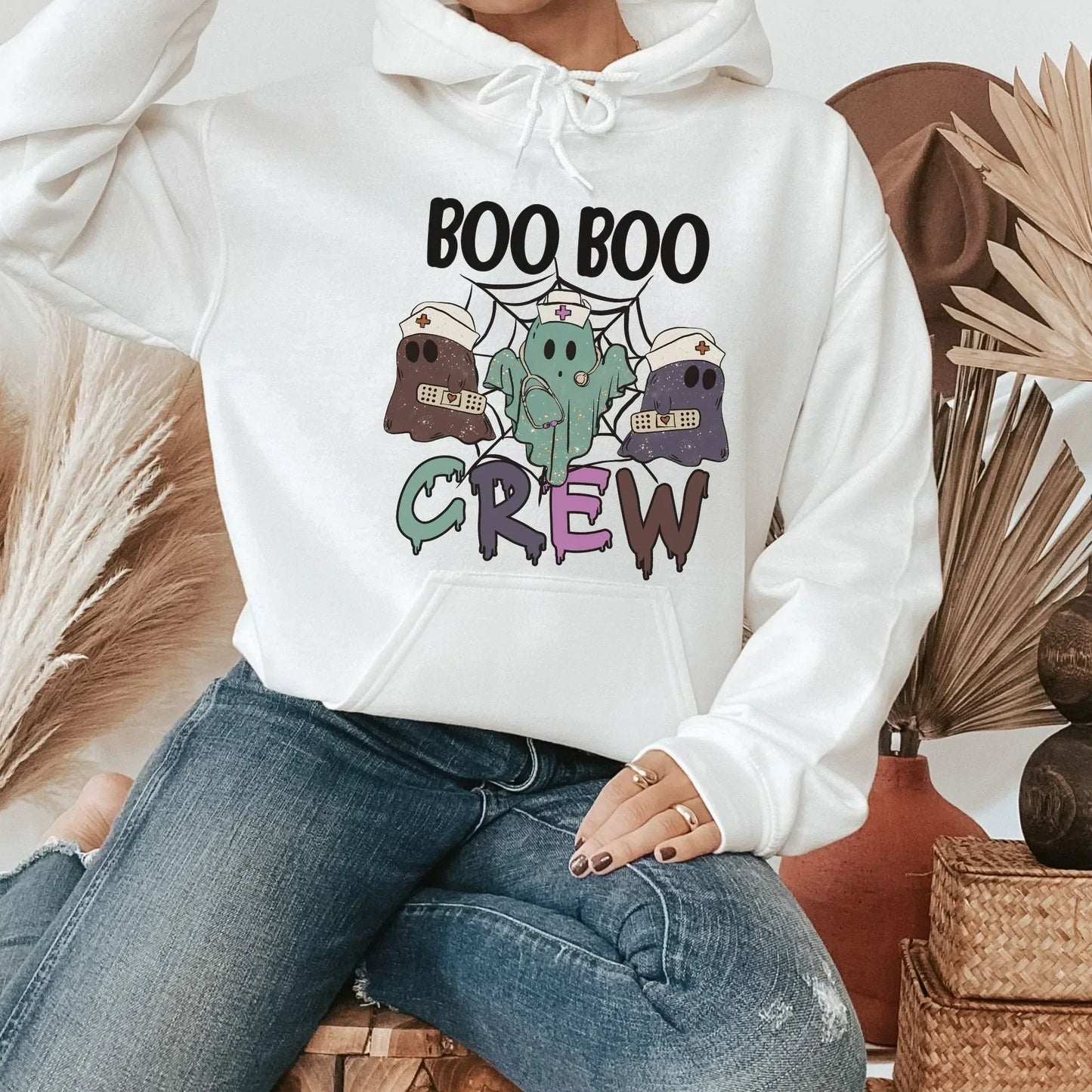 Halloween Nurse Shirt, Boo Crew Nursing Student Tee, Funny Nurse Gift, ER Nurse Sweatshirt, Gift for Nurse Hoodie, Halloween Ghost Sweater