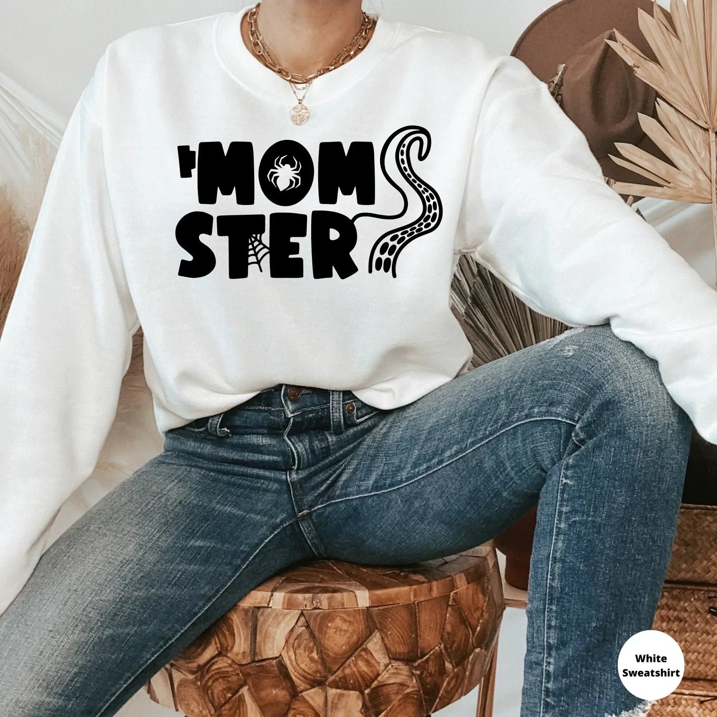 Halloween Sweater, Momster, Mom Halloween, Witch Halloween Crewneck, Funny Halloween Party, Cute Halloween Hoodie, Halloween Cat Shirt