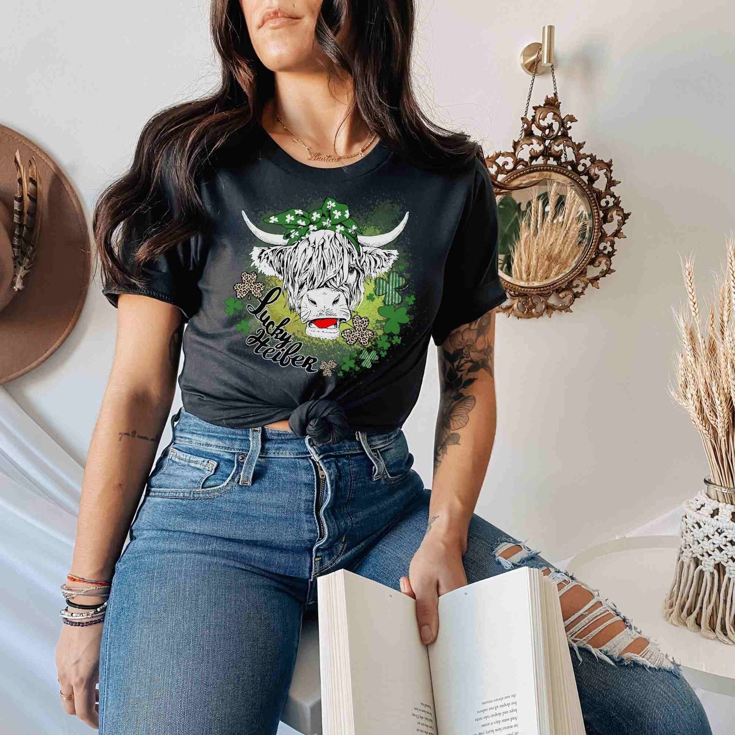 Little Heifer St. Patrick's Day Shirt for Women, Shamrock Clover Sweatshirt