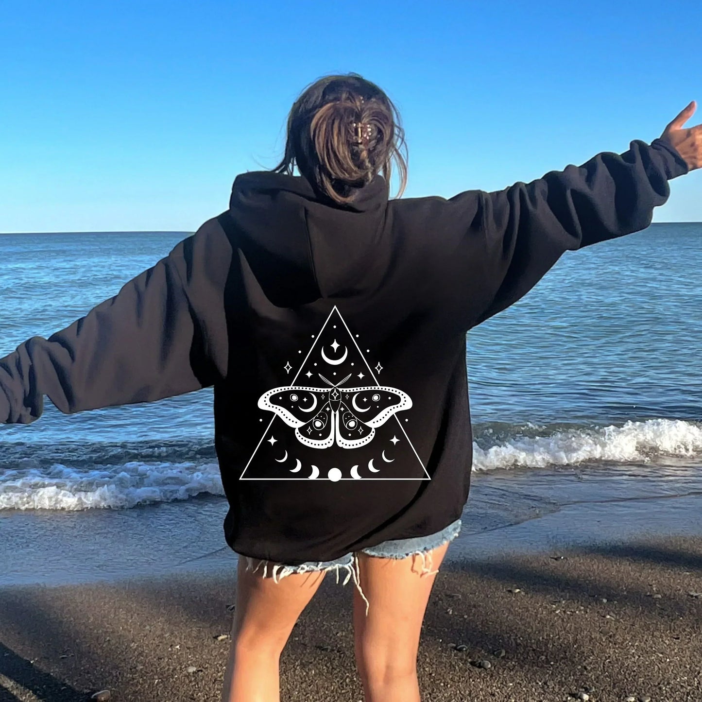 Luna Moth Celestial Hoodie, Witchy Woman Full Zip Hoodie, Moon Phases Zip Up Hoodie, Cozy Fall Sweater, Astrology Full Zipper Hoodie, Boho