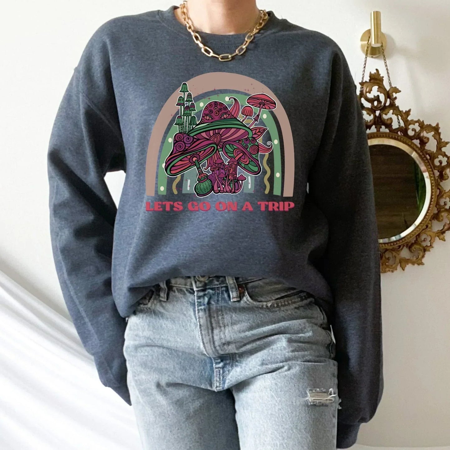 Magic Mushroom Hoodie, Mushroom Sweater, Dark Academia Shirt, Goblincore Clothing, Hippie Hoodie, Pastel Goth Shirt, Celestial Mystical Punk