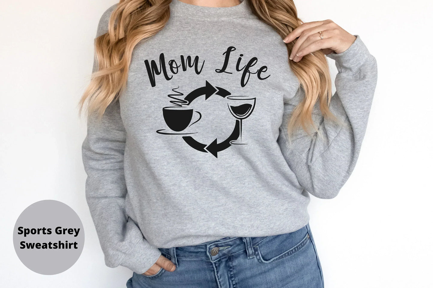 Mama Sweatshirt, Wine and Coffee Mom Life, Coffee Lover Hoodie, Mother's Day, Mother Shirt, Gift For Mom, Wife Shirt, Wine Glass Shirt