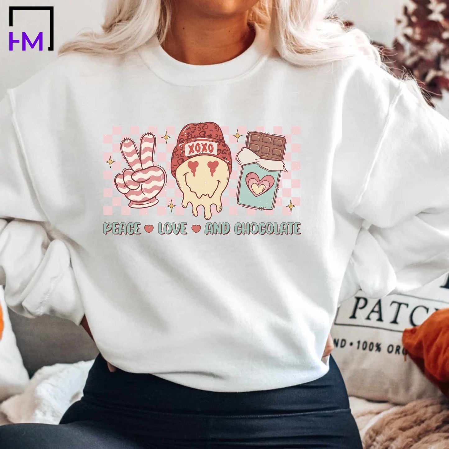 Peace, Love and Chocolate, Chocolate Lover's Shirt, Retro Hippie Valentines Day Gift