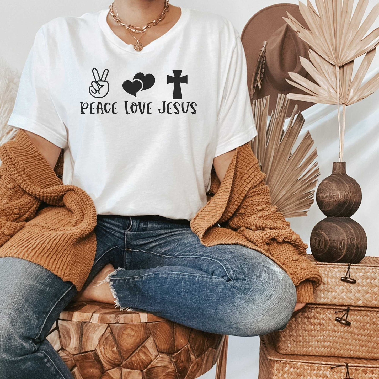 Peace Love and Jesus, Cute Christian Shirts for Women