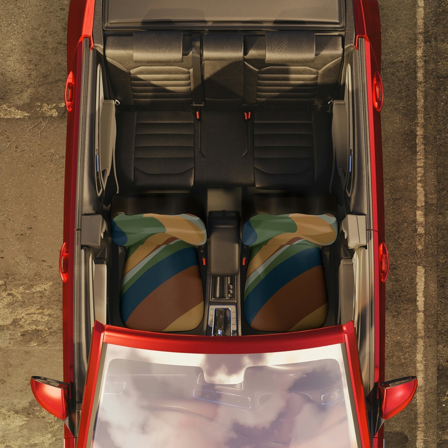 Retro Seat Covers for Cars, Groovy Car Seat Cover, Hippie Car Accessories for Women, Earthy Universal Vehicle Seat Protector, Neon Chair Cover for Car