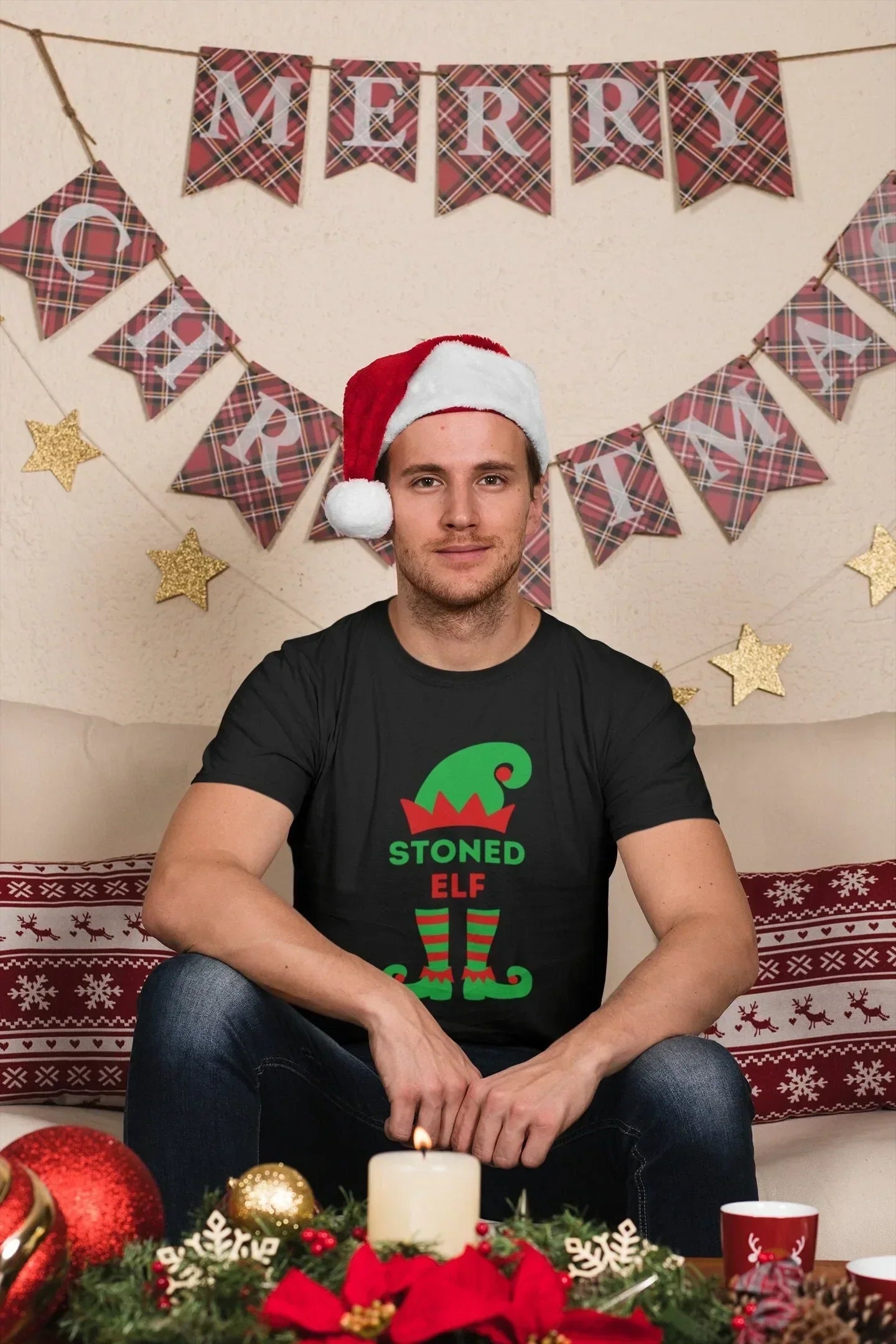 pothead christmas sweater Get Festive with Our Stoned Elf Stoner Shirt and Christmas Sweater