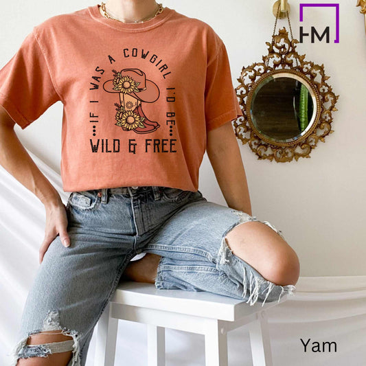 Wild and Free Cowgirl Shirt, Comfort Colors Western Graphic Tee