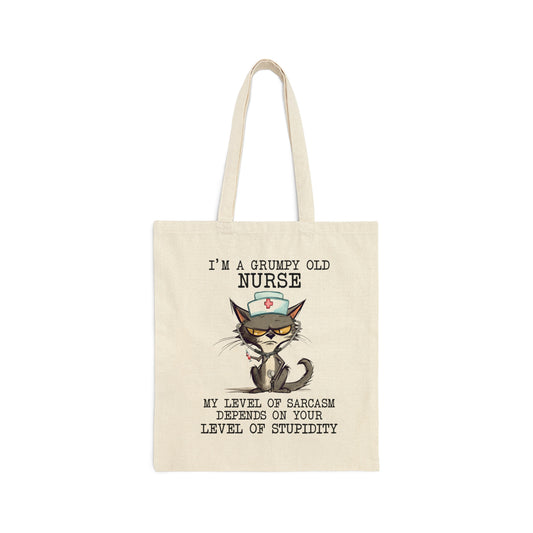 Grumpy Nurse Tote Bag, Funny Cat Tote Bag