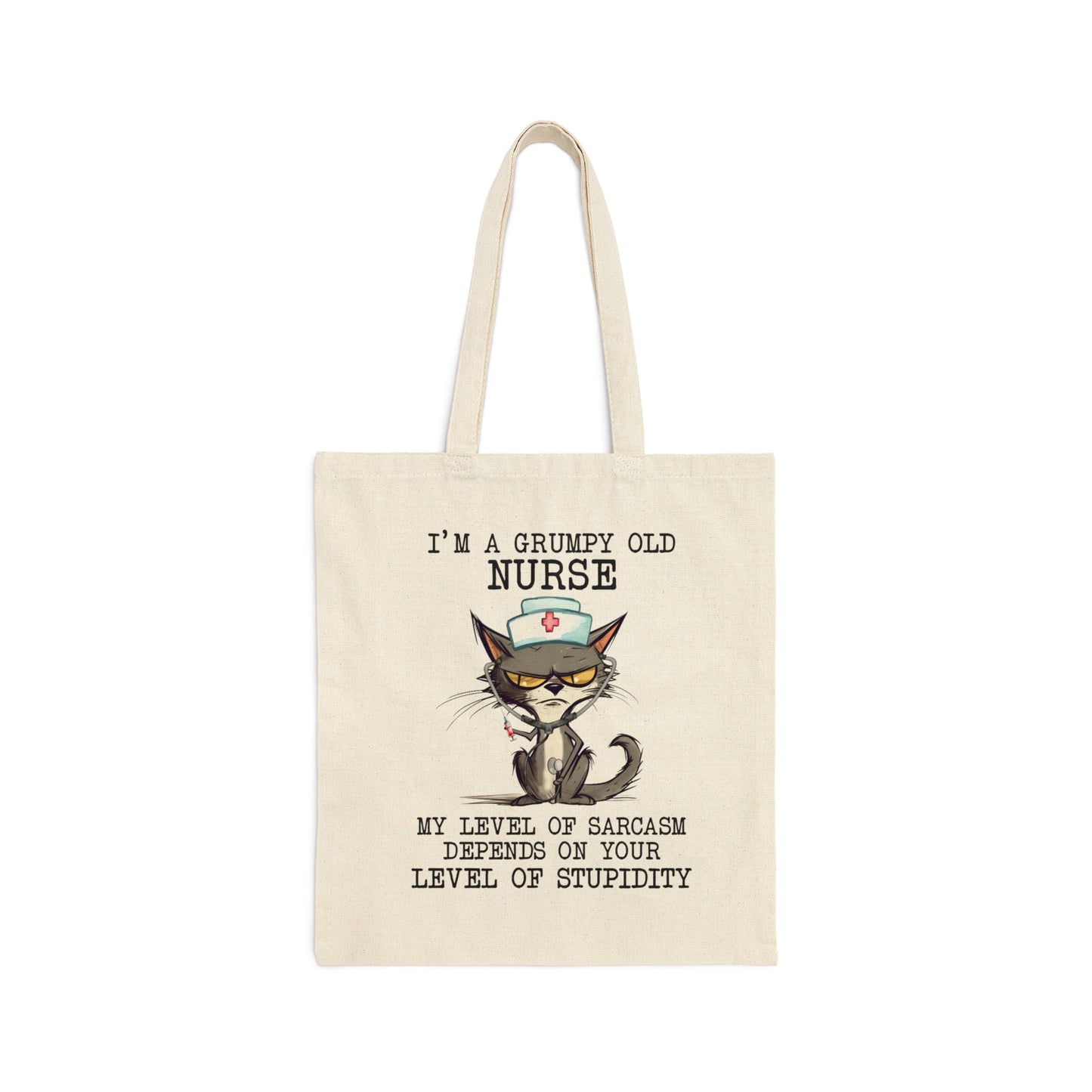 Grumpy Nurse Tote Bag, Funny Cat Tote Bag