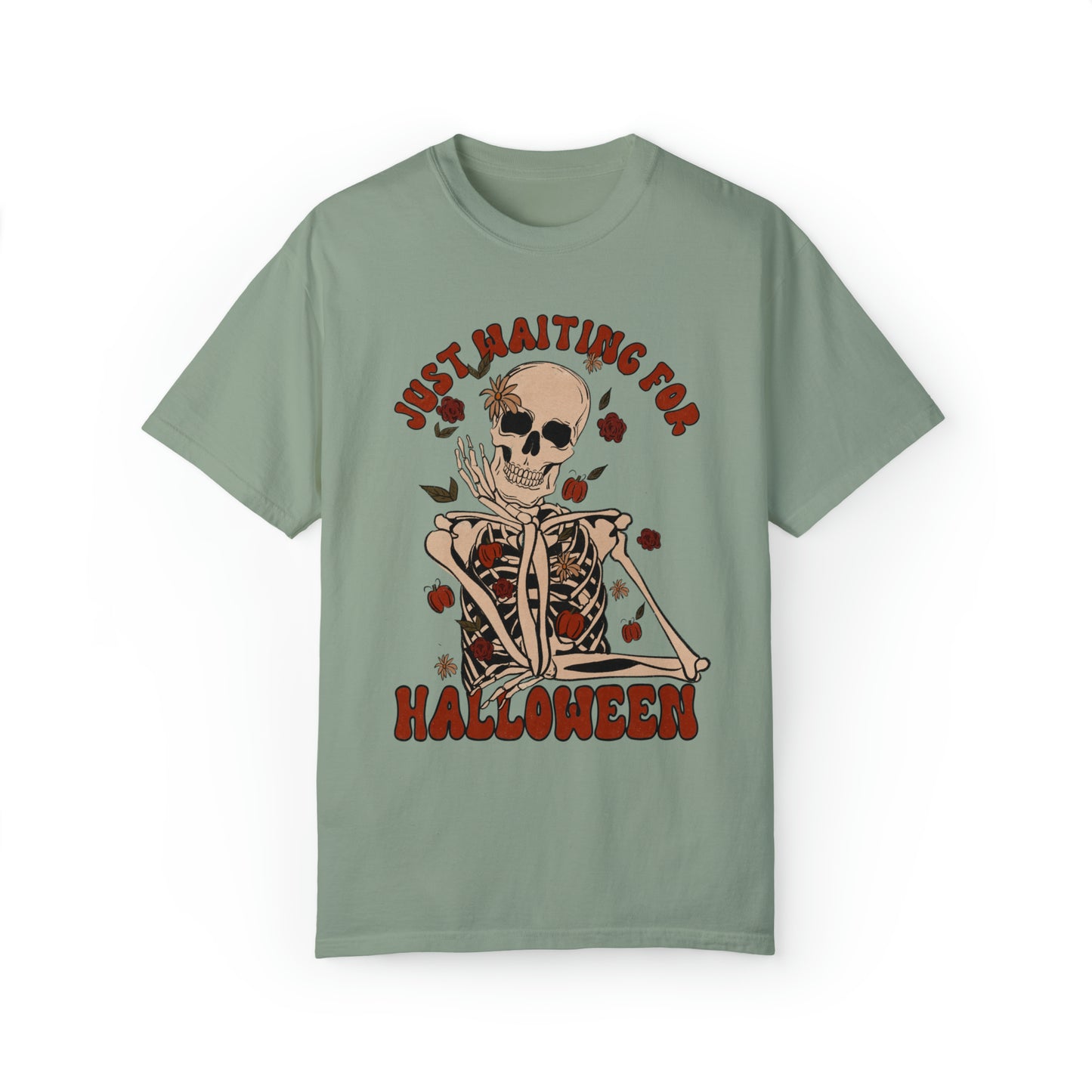 Just Waiting on Halloween Comfort Colors Halloween Skeleton Shirt