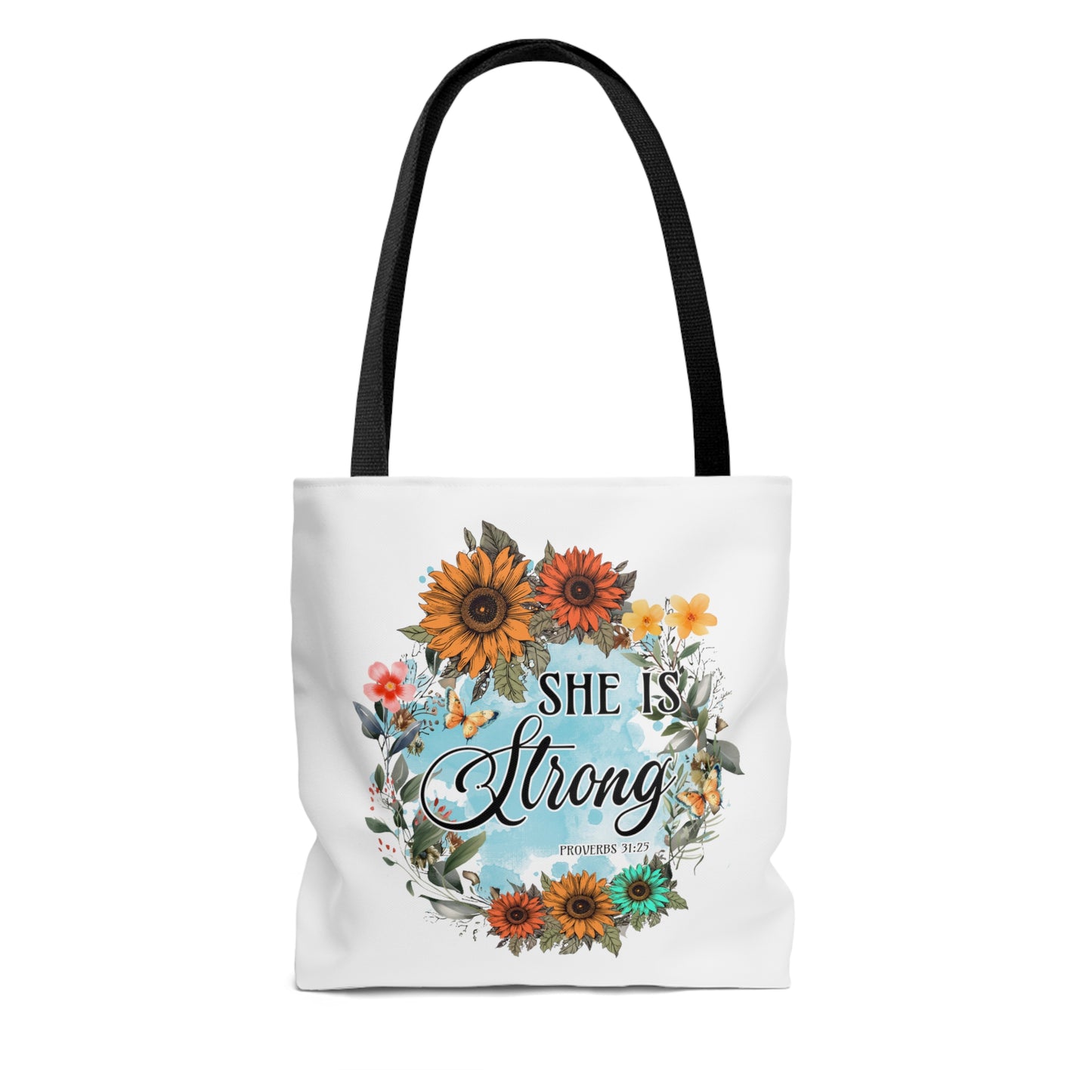 She is Strong Inspirational Tote Bag, Christian Gifts