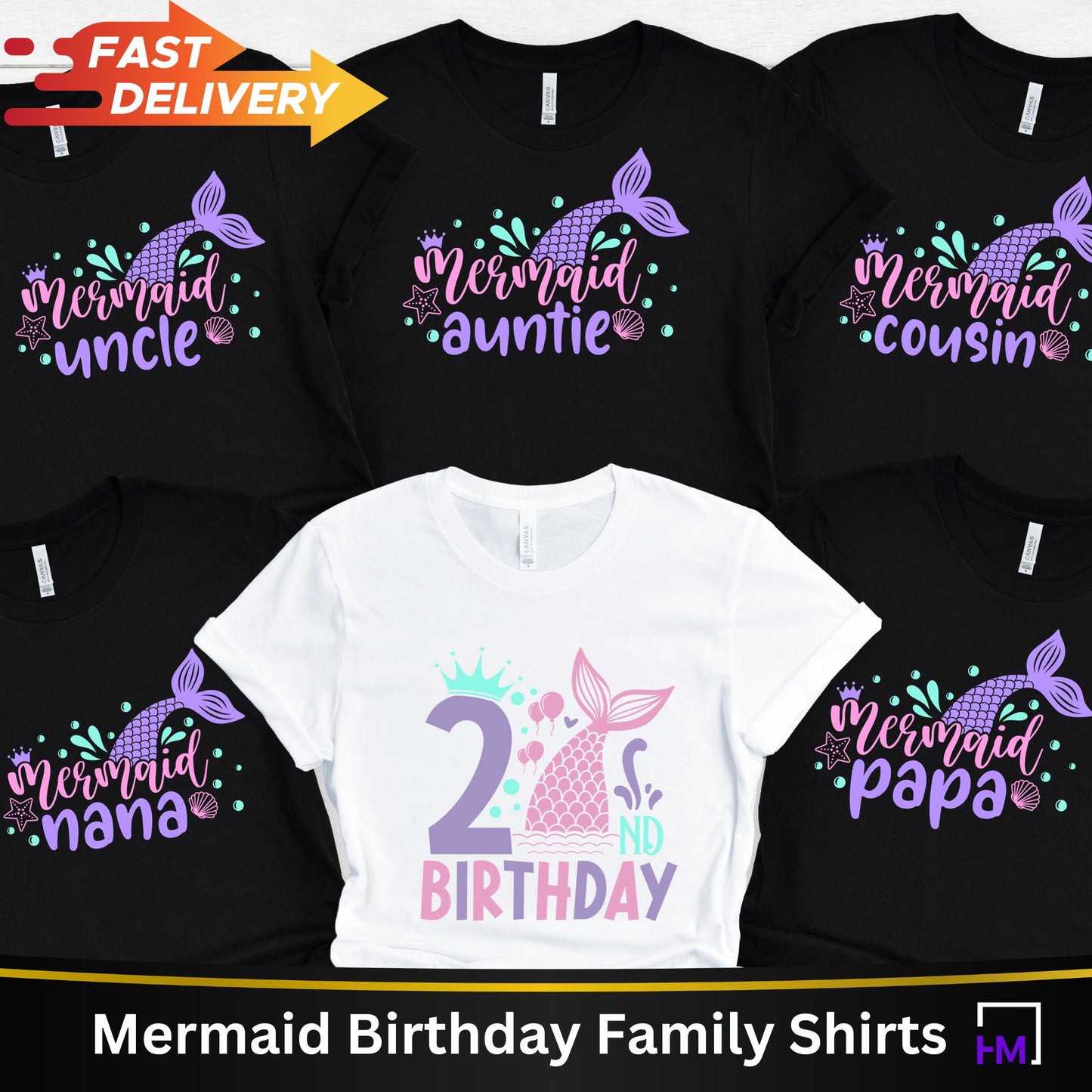 2nd Birthday Mermaid Party Shirts