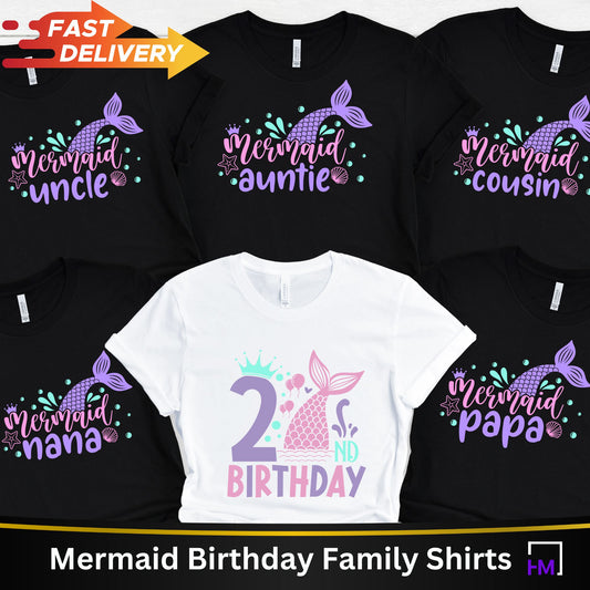 2nd Birthday Mermaid Party Shirts