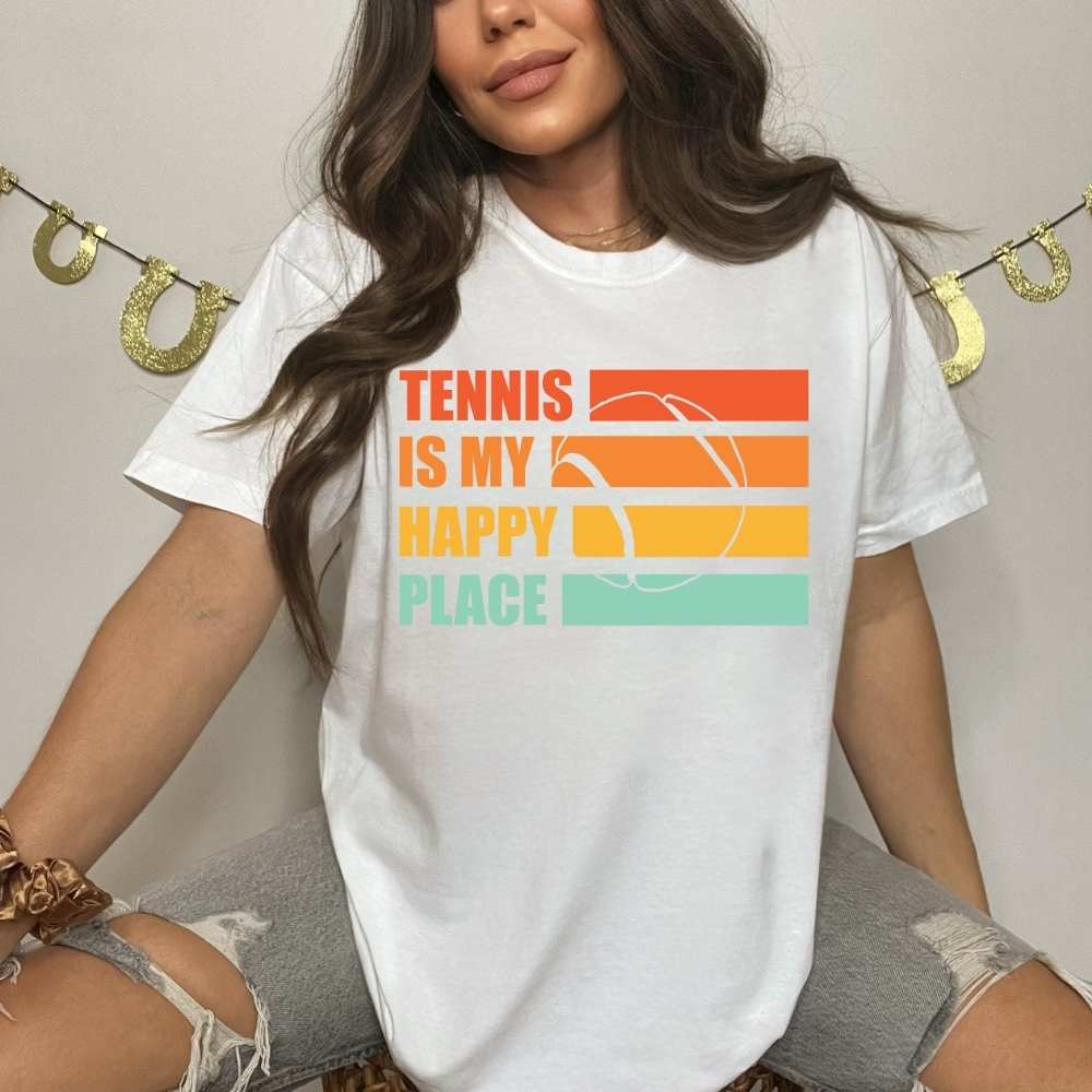 Tennis is My Happy Place Tennis Shirt, Gift for Tennis Player