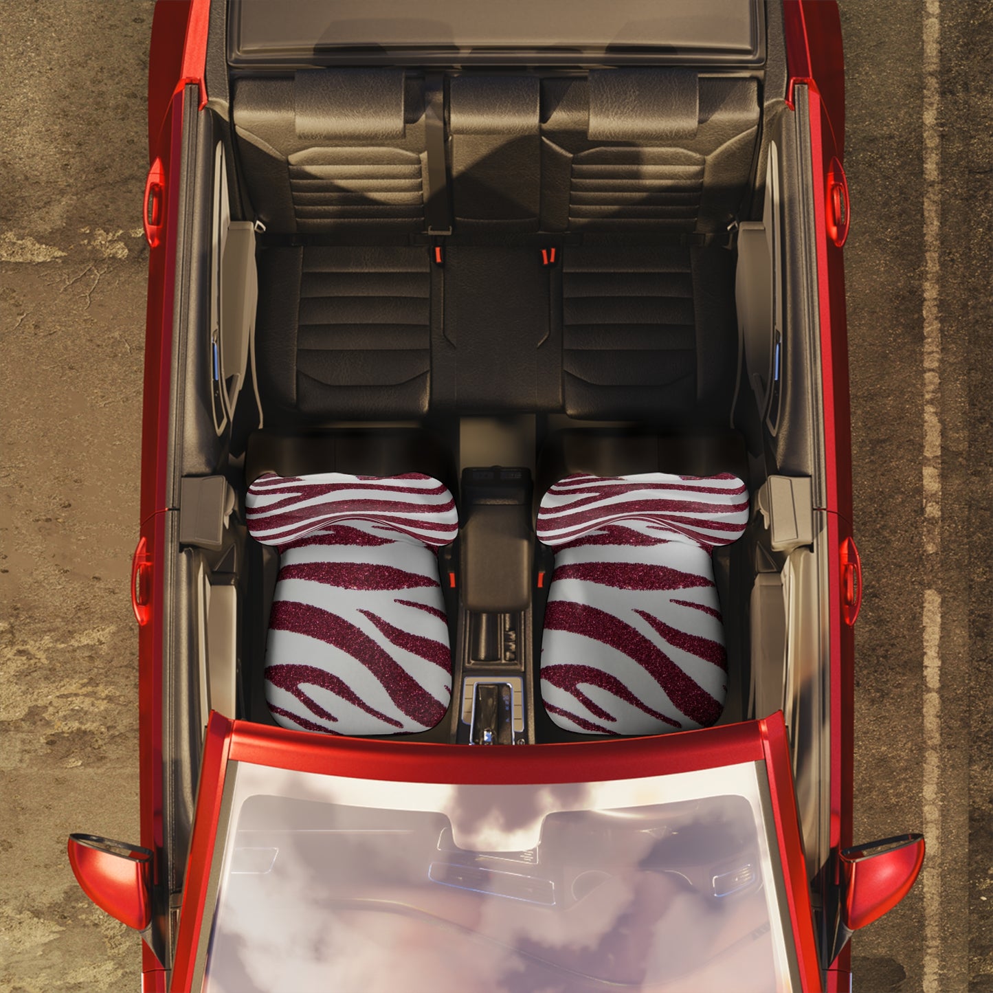 Red Zebra Car Seat Cover