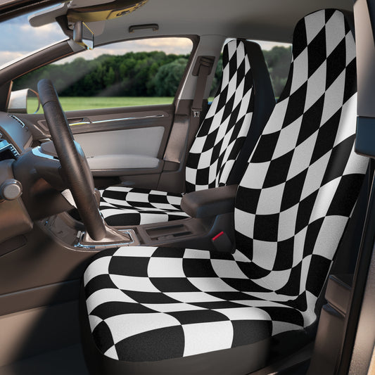 Black and White Abstract Car Seat Cover