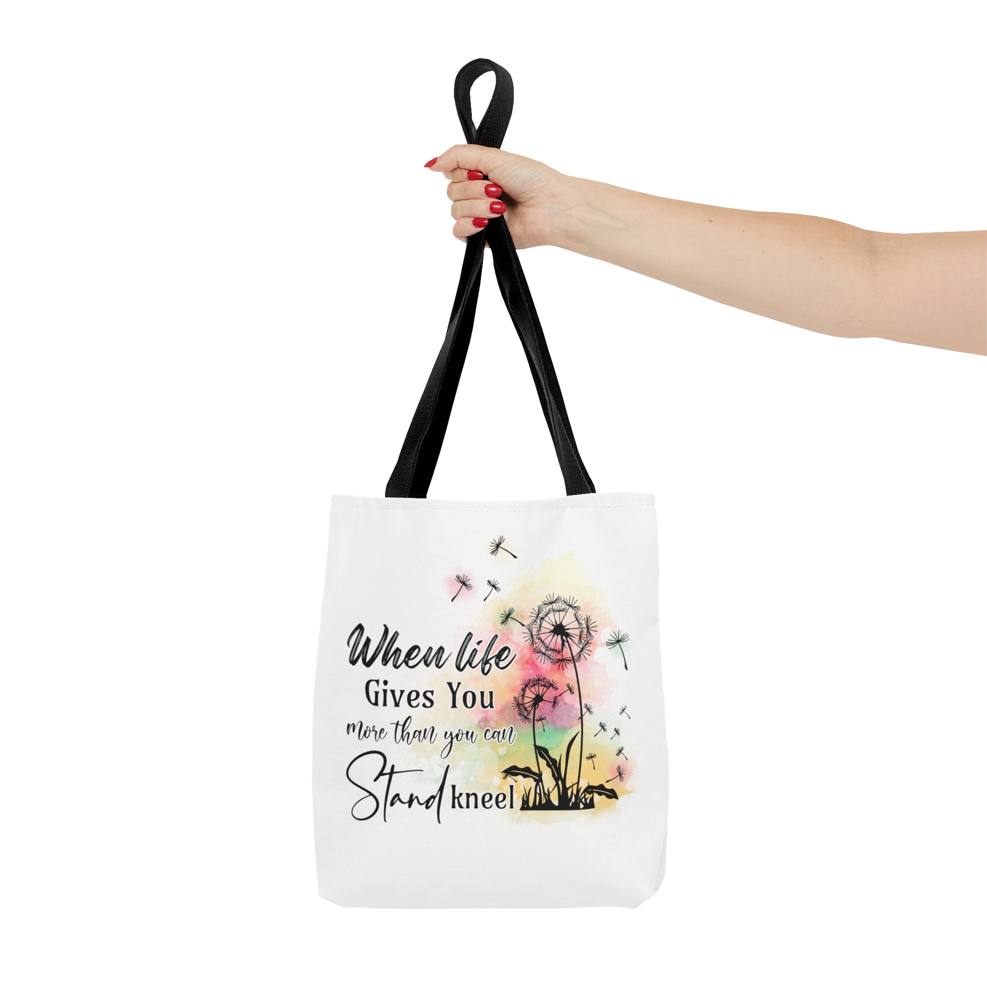 When Life Gives You More Than You Can Stand...Kneel, Christian Faith Tote Bag