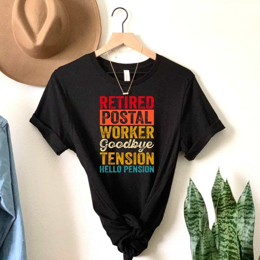 Goodbye Tension Hello Pension Retired Postal Worker Shirt