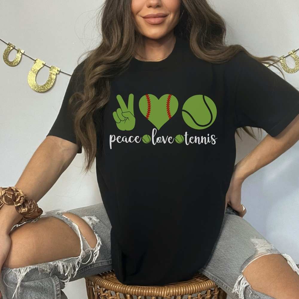 Peace Love and Tennis Shirt, Gift for Tennis Player