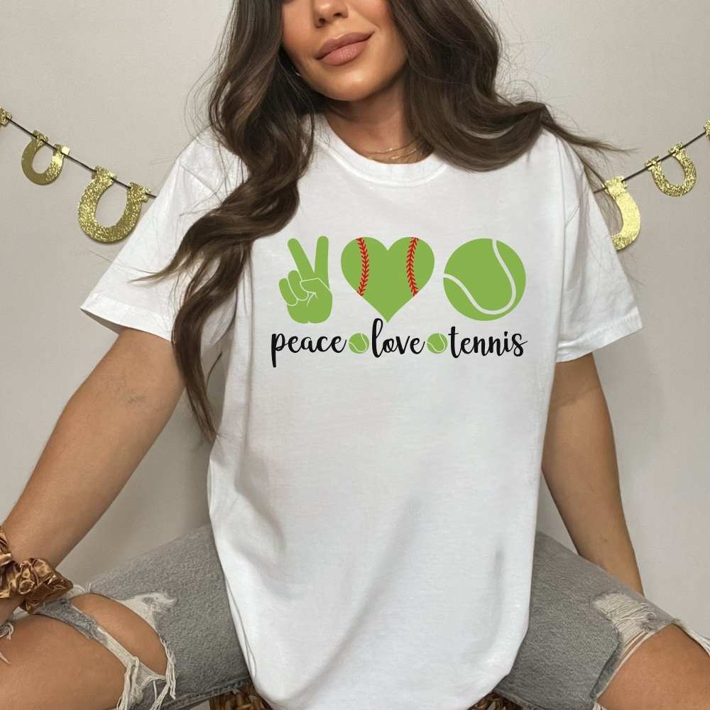 Peace Love and Tennis Shirt, Gift for Tennis Player