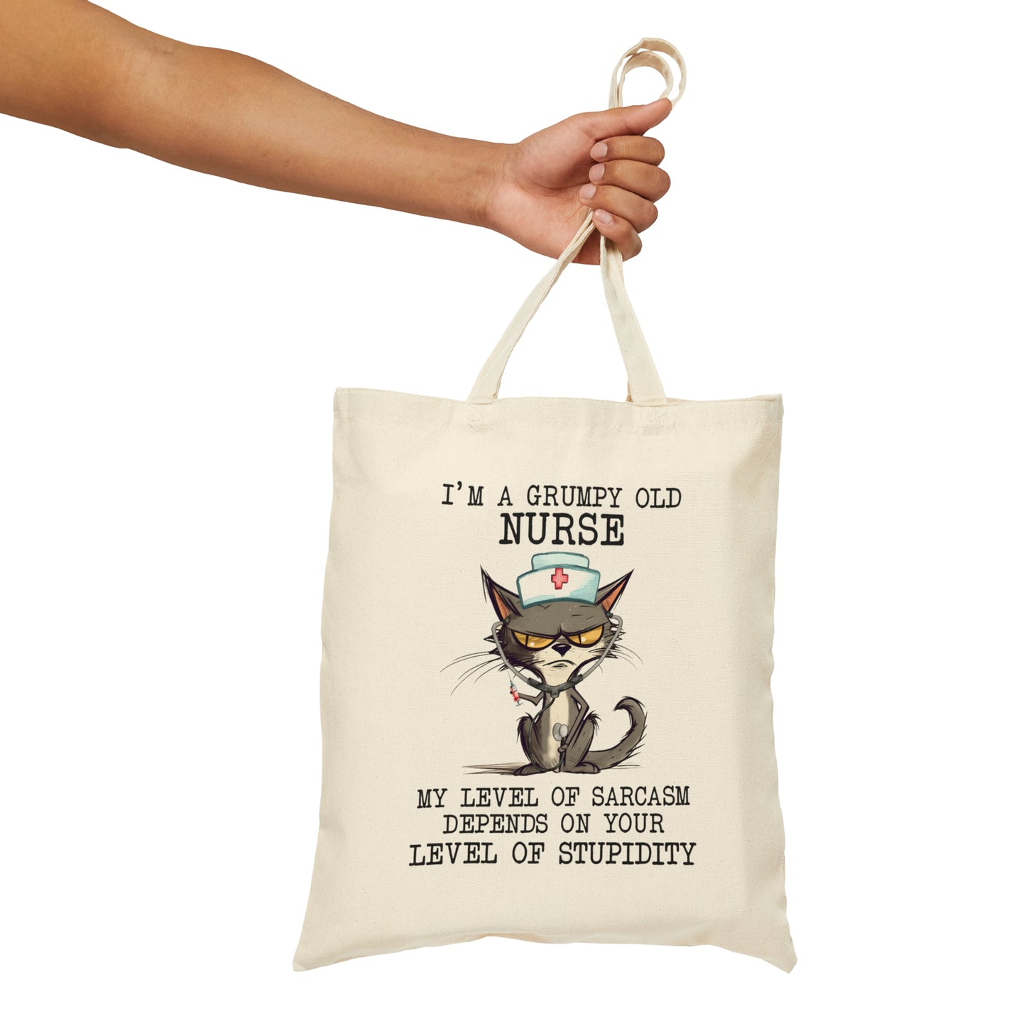 Grumpy Nurse Tote Bag, Funny Cat Tote Bag