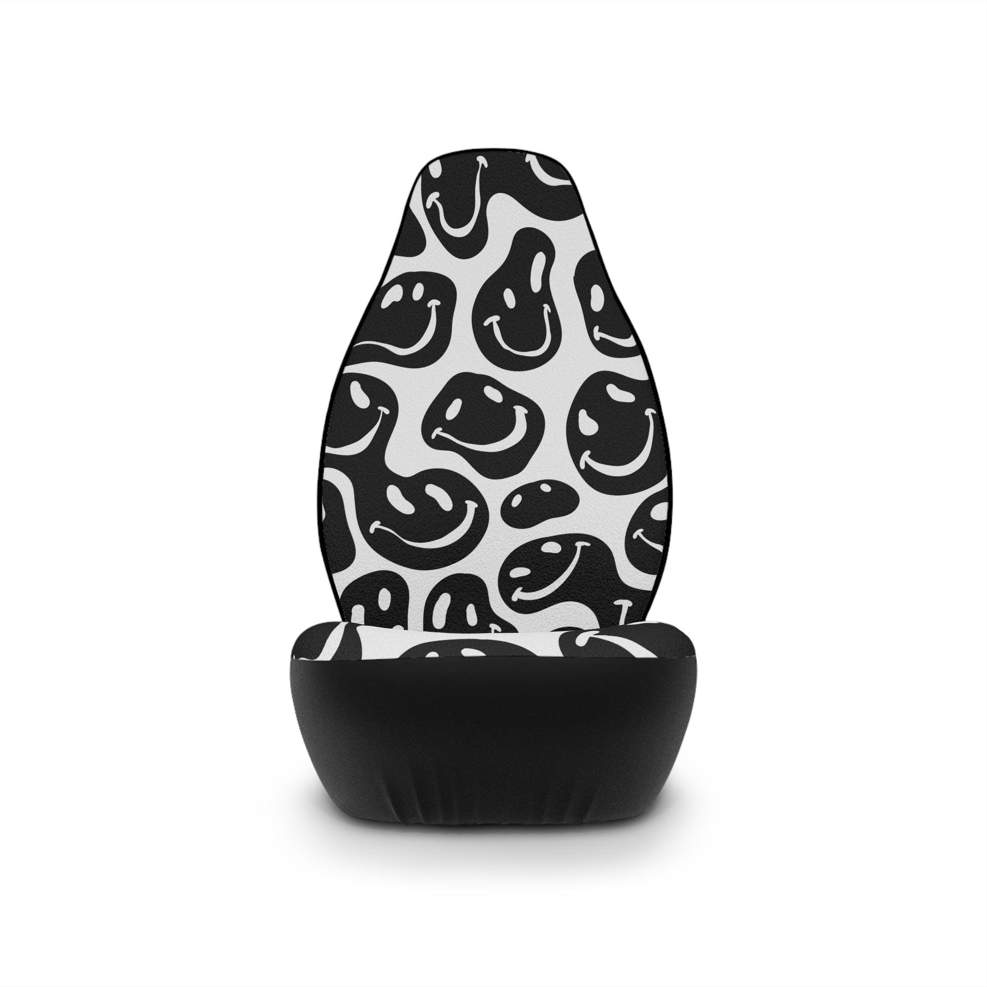 Black and White Smiles Car Seat Cover