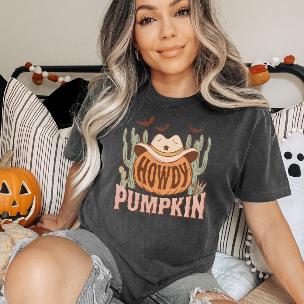 Howdy Pumpkin Western Comfort Colors Halloween Shirt