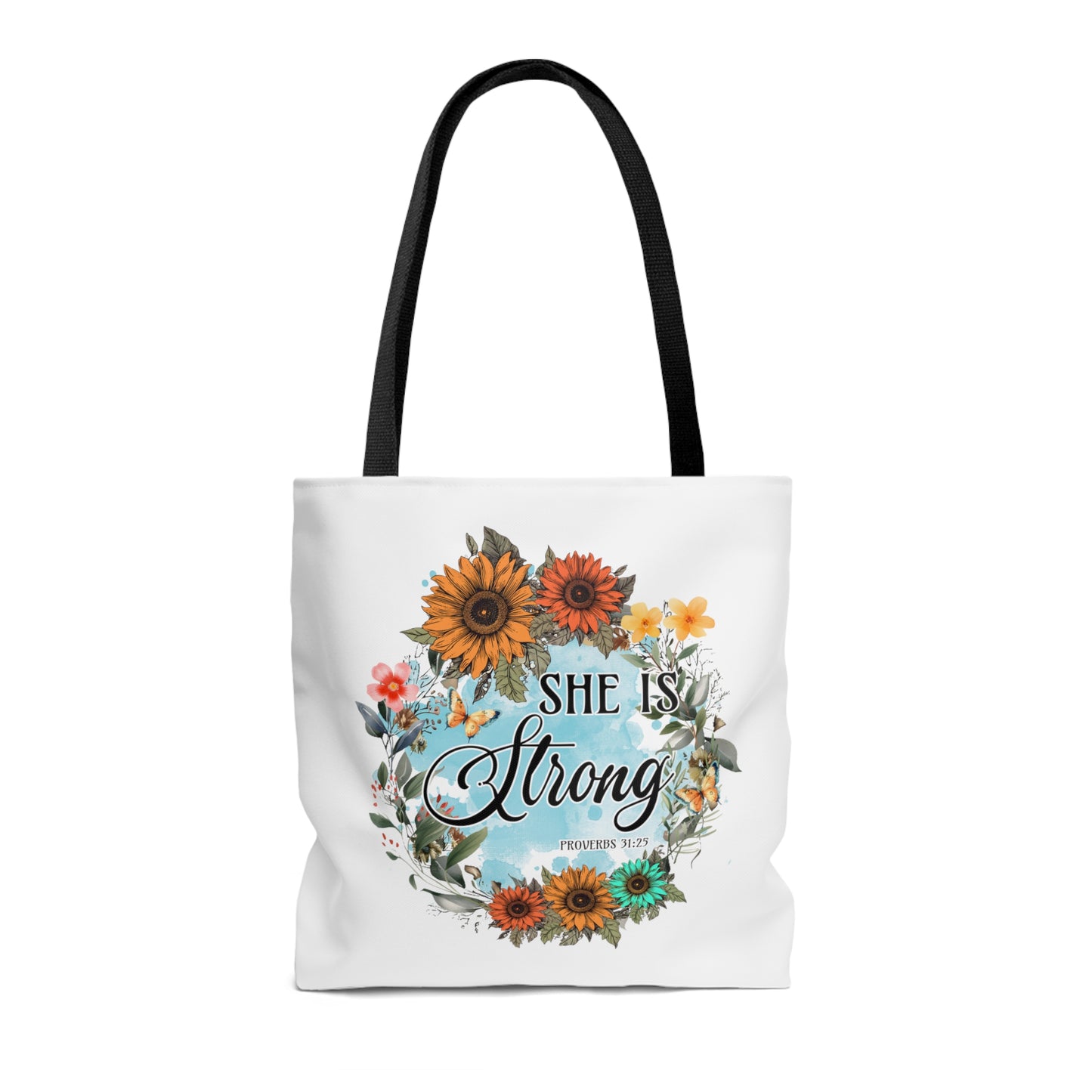 She is Strong Inspirational Tote Bag, Christian Gifts