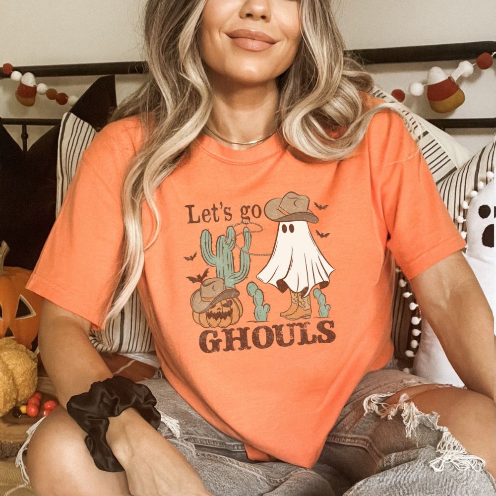 Let's Go Ghouls Comfort Colors Western Halloween Shirt