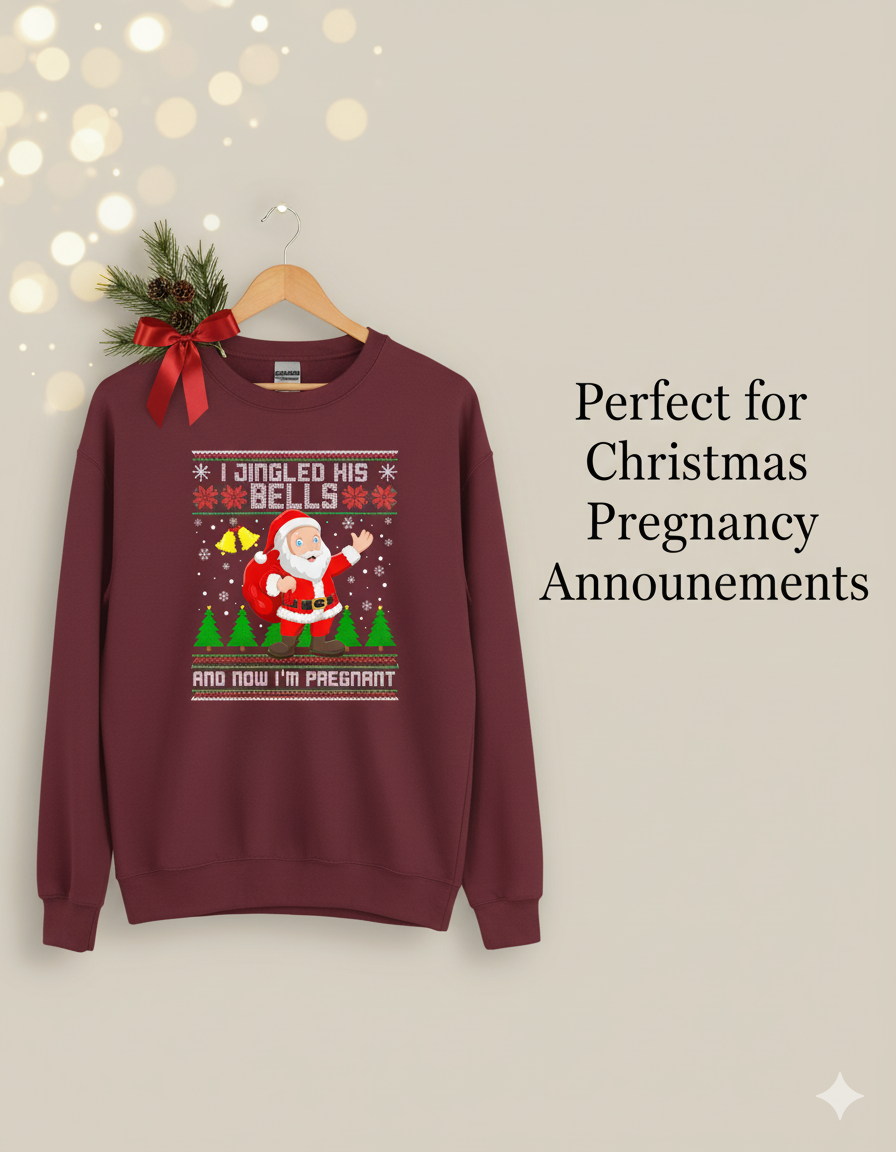 Cozy Christmas Maternity Sweatshirt – Cute Baby Bump Holiday Outfit for Expecting Moms