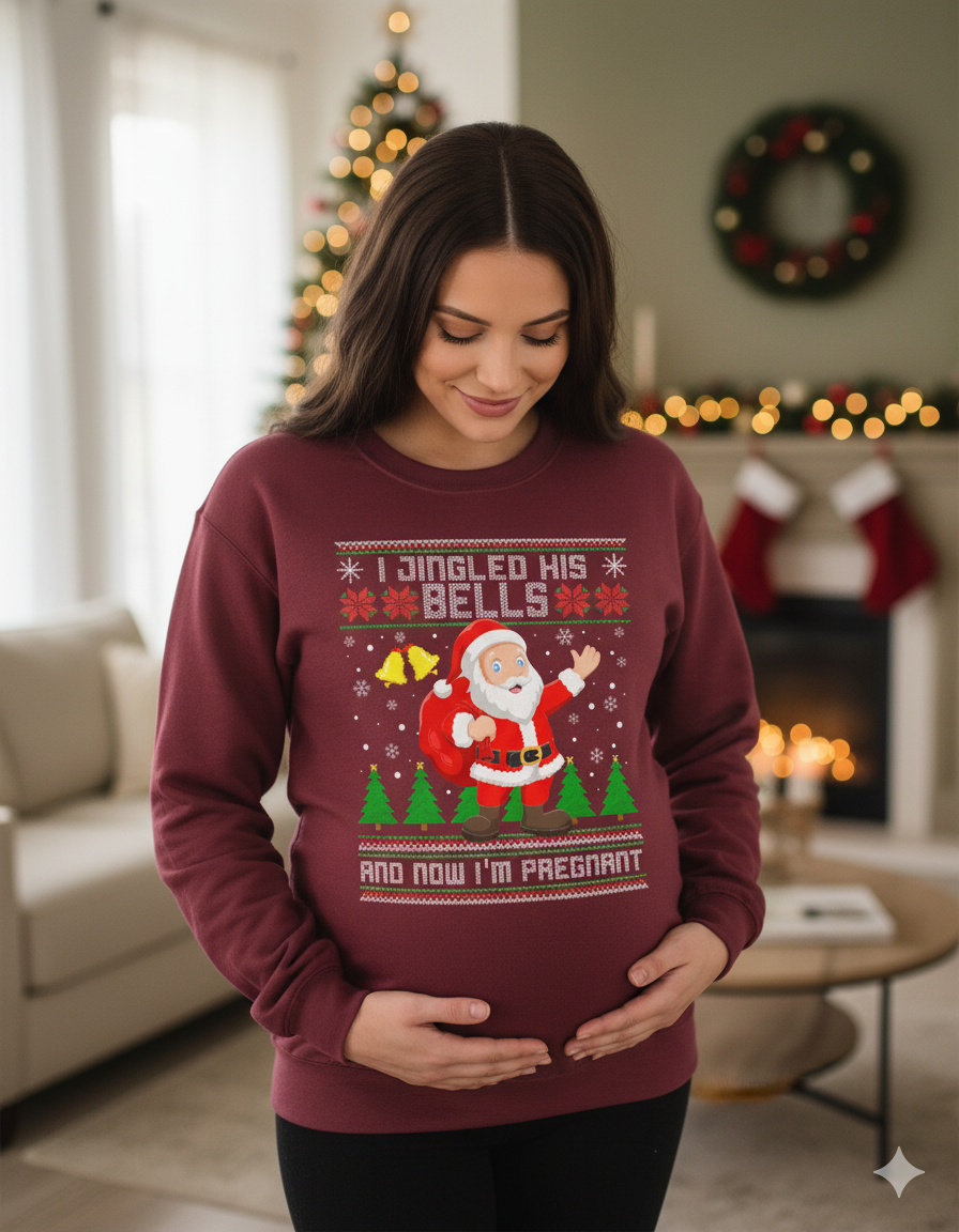 Cozy Christmas Maternity Sweatshirt – Cute Baby Bump Holiday Outfit for Expecting Moms