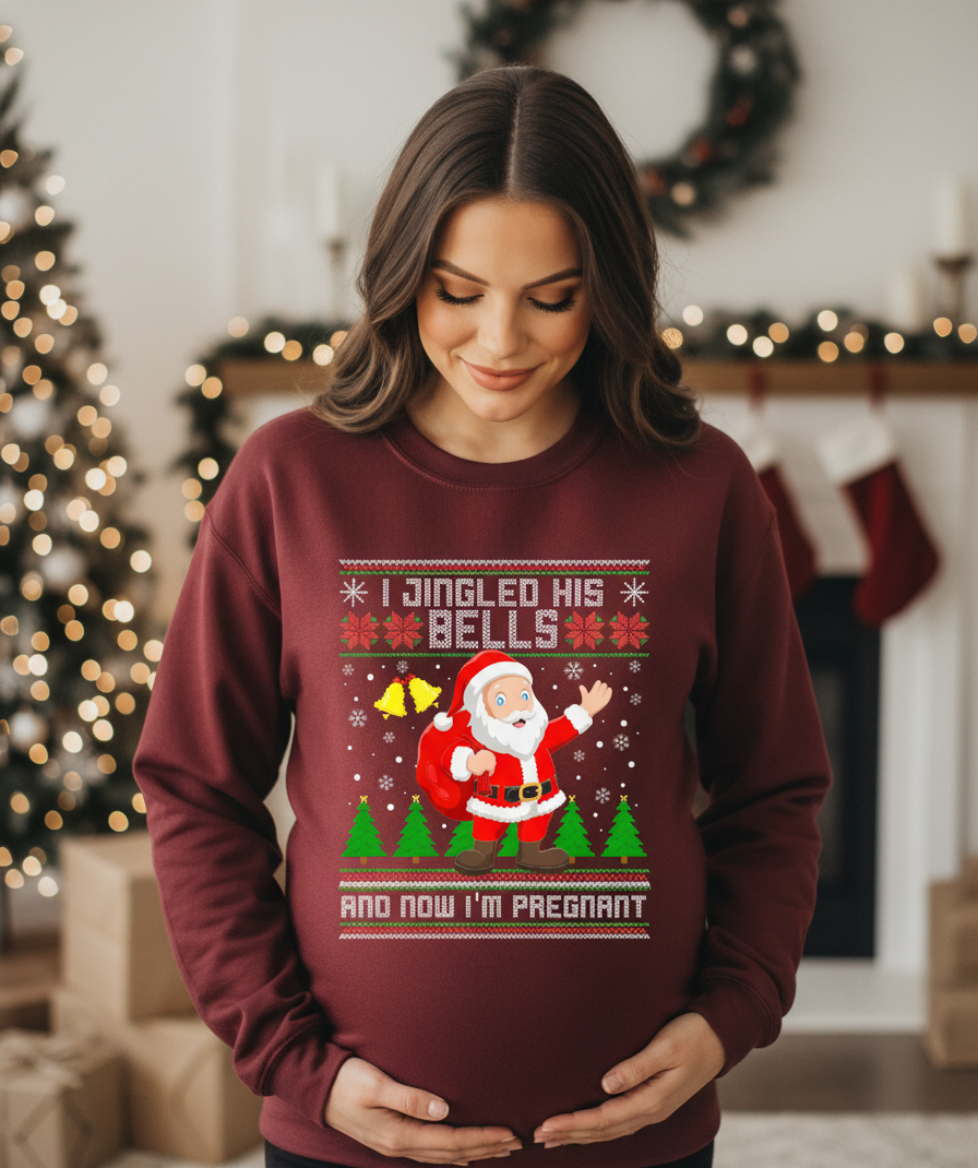 Cozy Christmas Maternity Sweatshirt – Cute Baby Bump Holiday Outfit for Expecting Moms