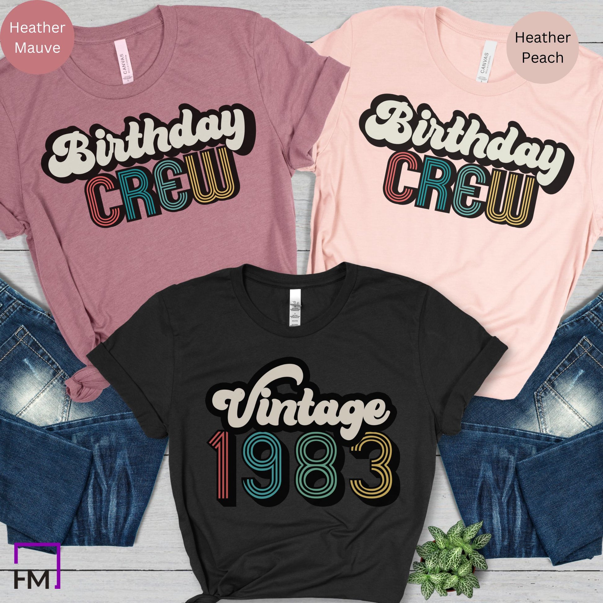 Vintage 1983 Shirt, Birthday Crew Party Shirts