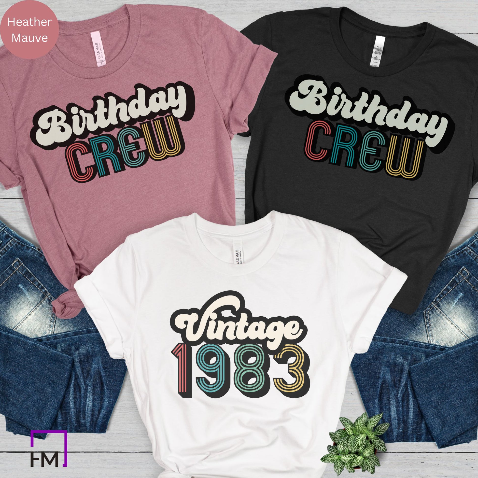 Vintage 1983 Shirt, Birthday Crew Party Shirts